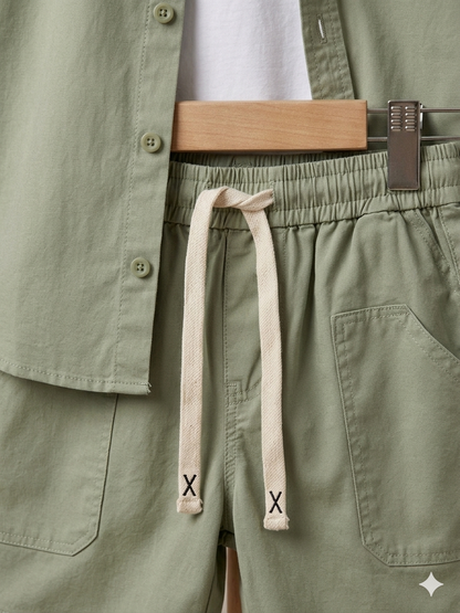Boys Sage Green Cargo Set - 3 Pieces