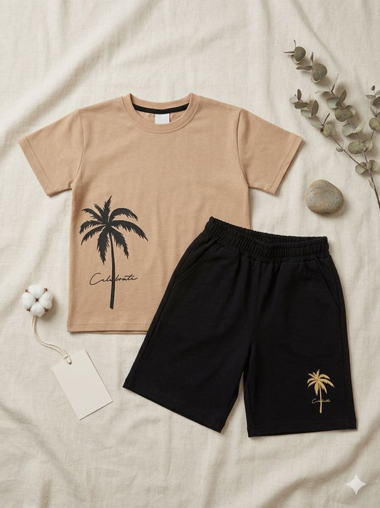 Boys beige Celebrate Palm Tree Set