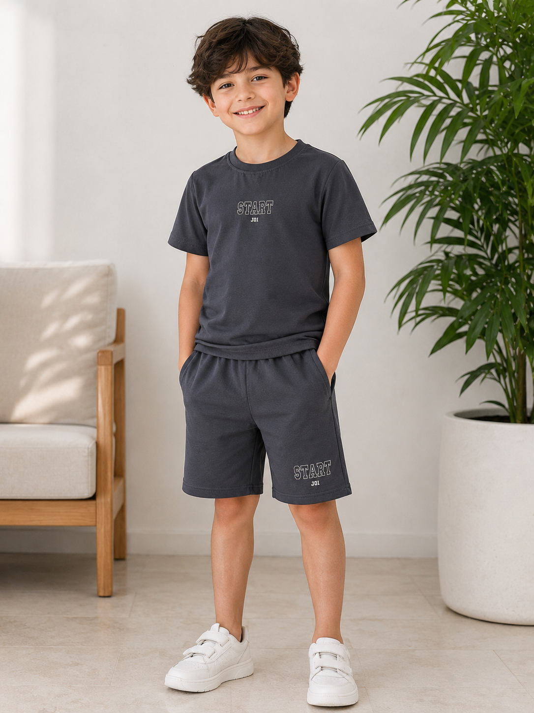 Boys Casual Set - Charcoal Grey |6-14Y|