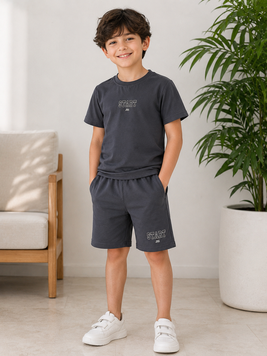 Boys Casual Set - Charcoal Grey |6-14Y|