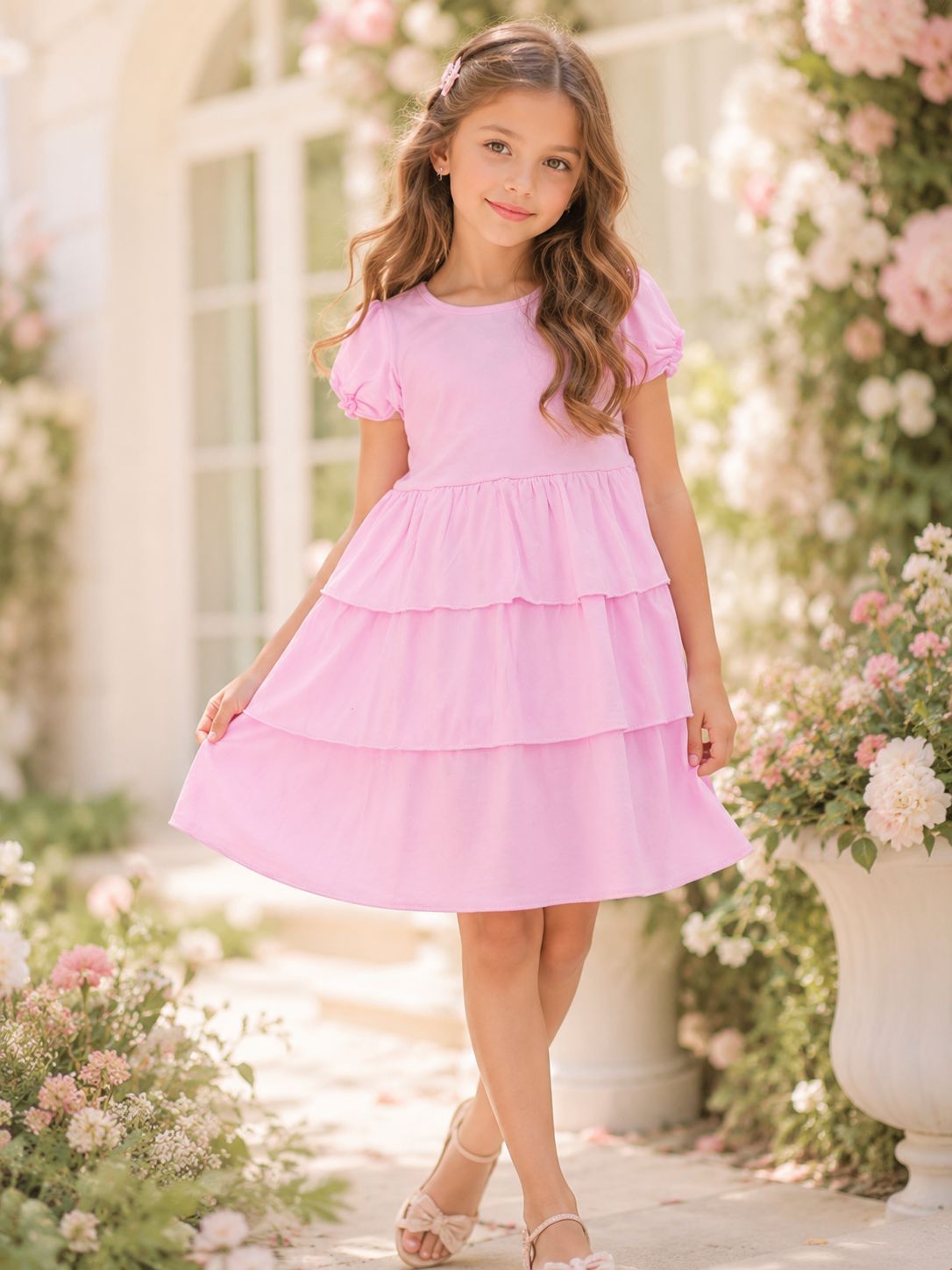 Tiered Ruffle Dress - Pink |6-9Y|