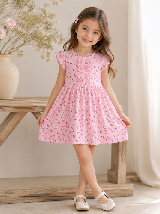 Floral Ruffle Dress - Pink