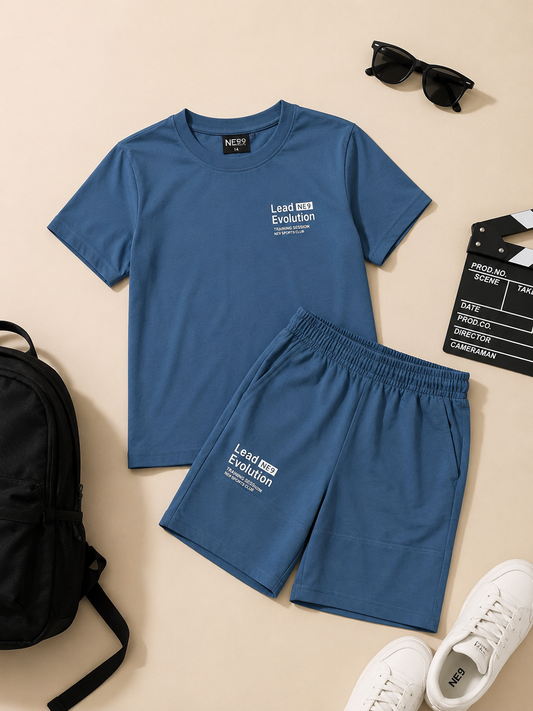 Casual Boys Set - Steel Blue |6-14Y|