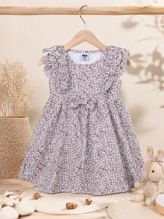 Floral Ruffle Dress - White