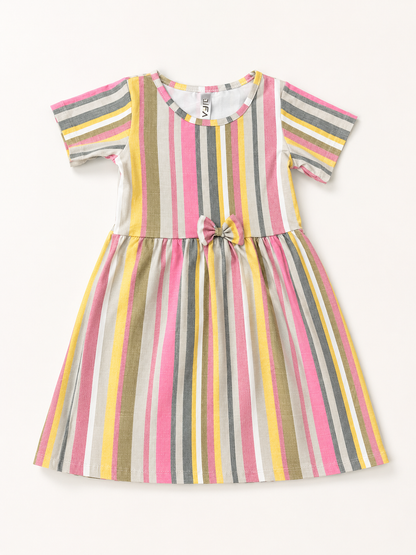Rainbow Stripe Bow Dress