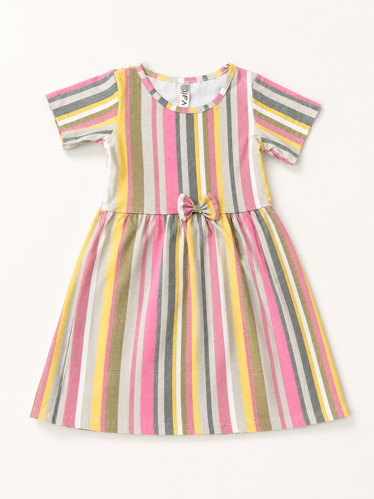 Rainbow Stripe Bow Dress