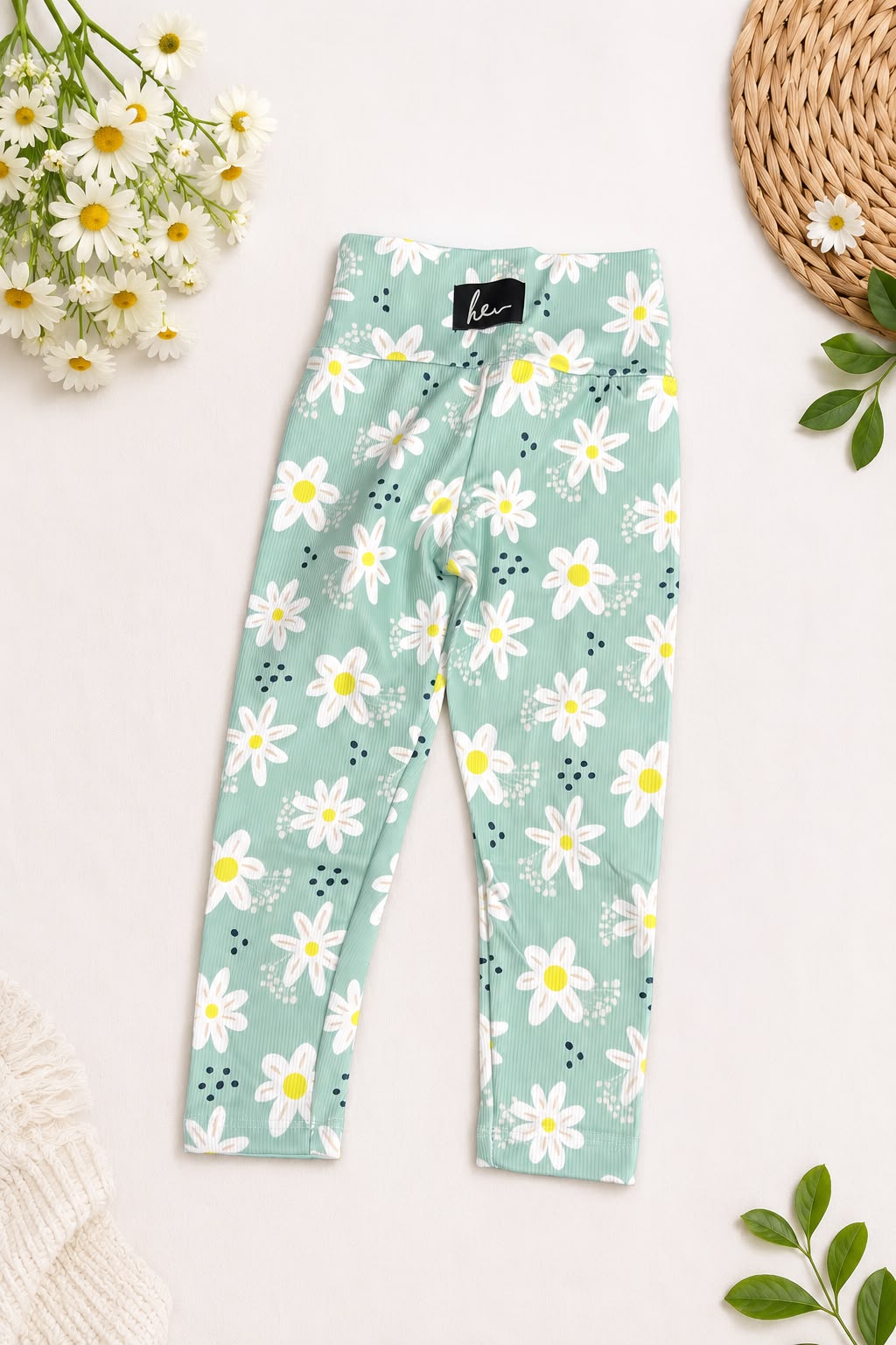 Girls Daisy Rib Leggings