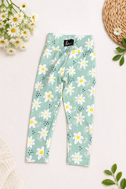Girls Daisy Rib Leggings