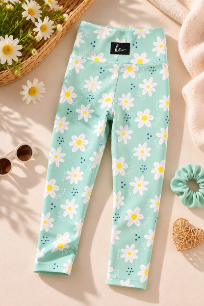 Girls Daisy Rib Leggings