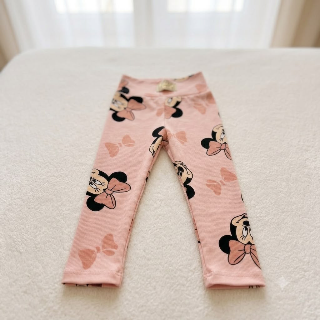 Girls Minnie Mouse Print - Blush Leggings