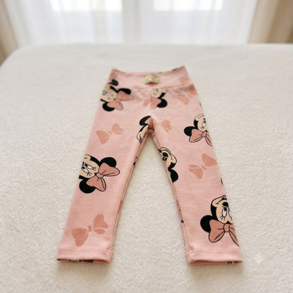 Girls Minnie Mouse Print - Blush Leggings