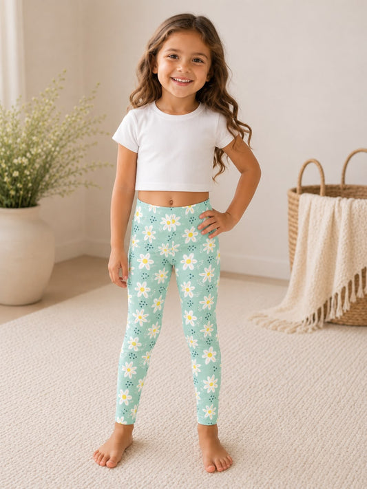 Girls Daisy Rib Leggings