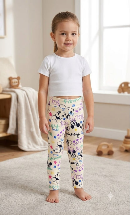Girls Mickey Print Rib Leggings