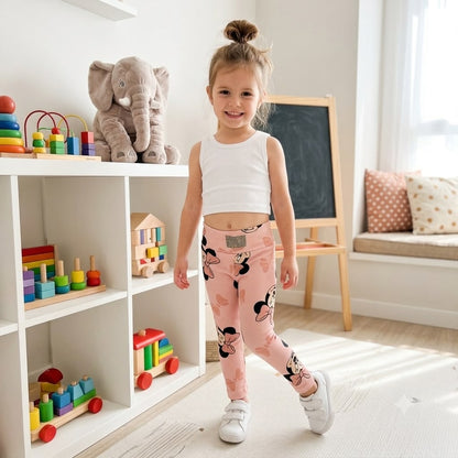 Girls Minnie Mouse Print - Blush Leggings