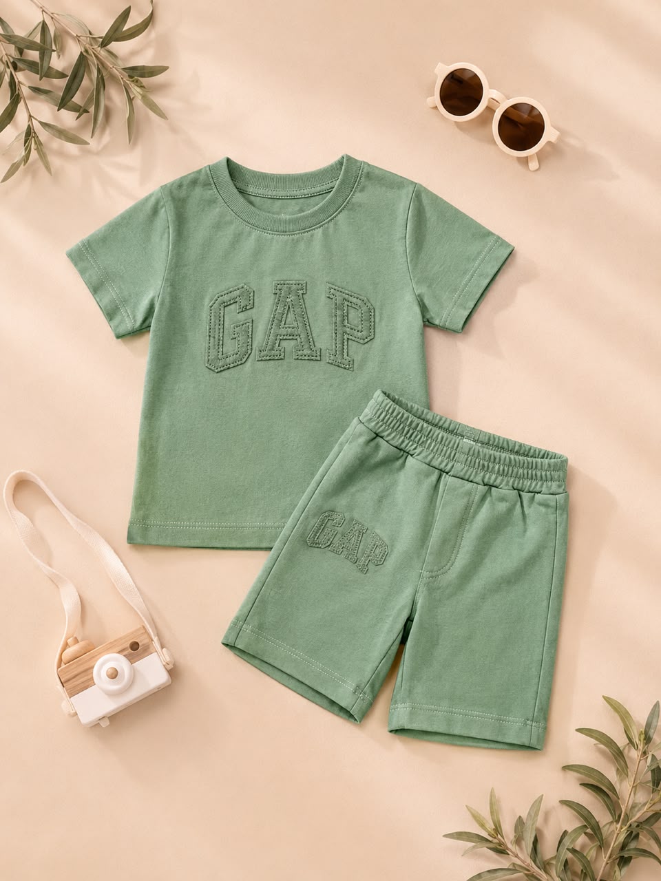 Boys Cotton Gap Set - Green
