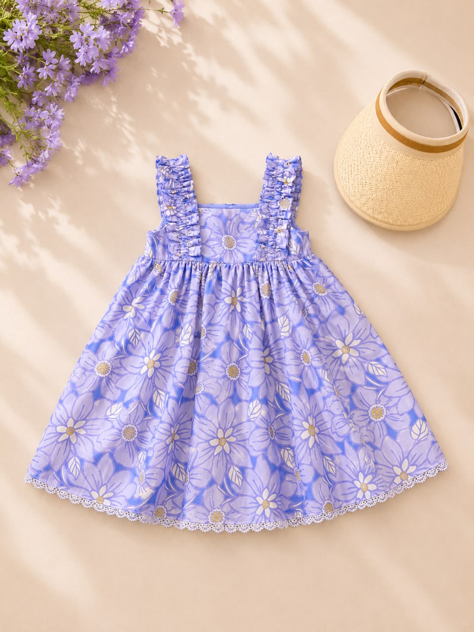 Girls Lavender Summer Dress + Hat