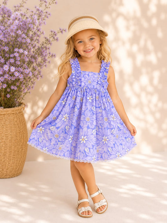 Girls Lavender Summer Dress + Hat