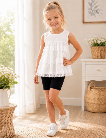 Girls Ruffle Set - White