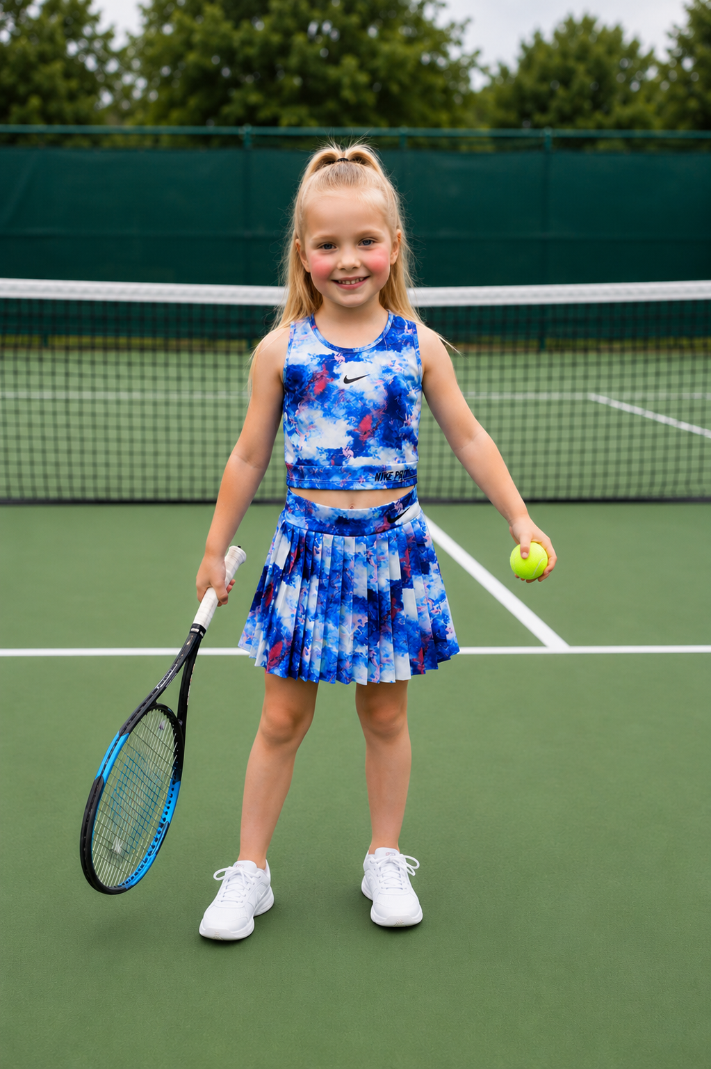 Girls Tennis Set - Crop & Shorts - Blue