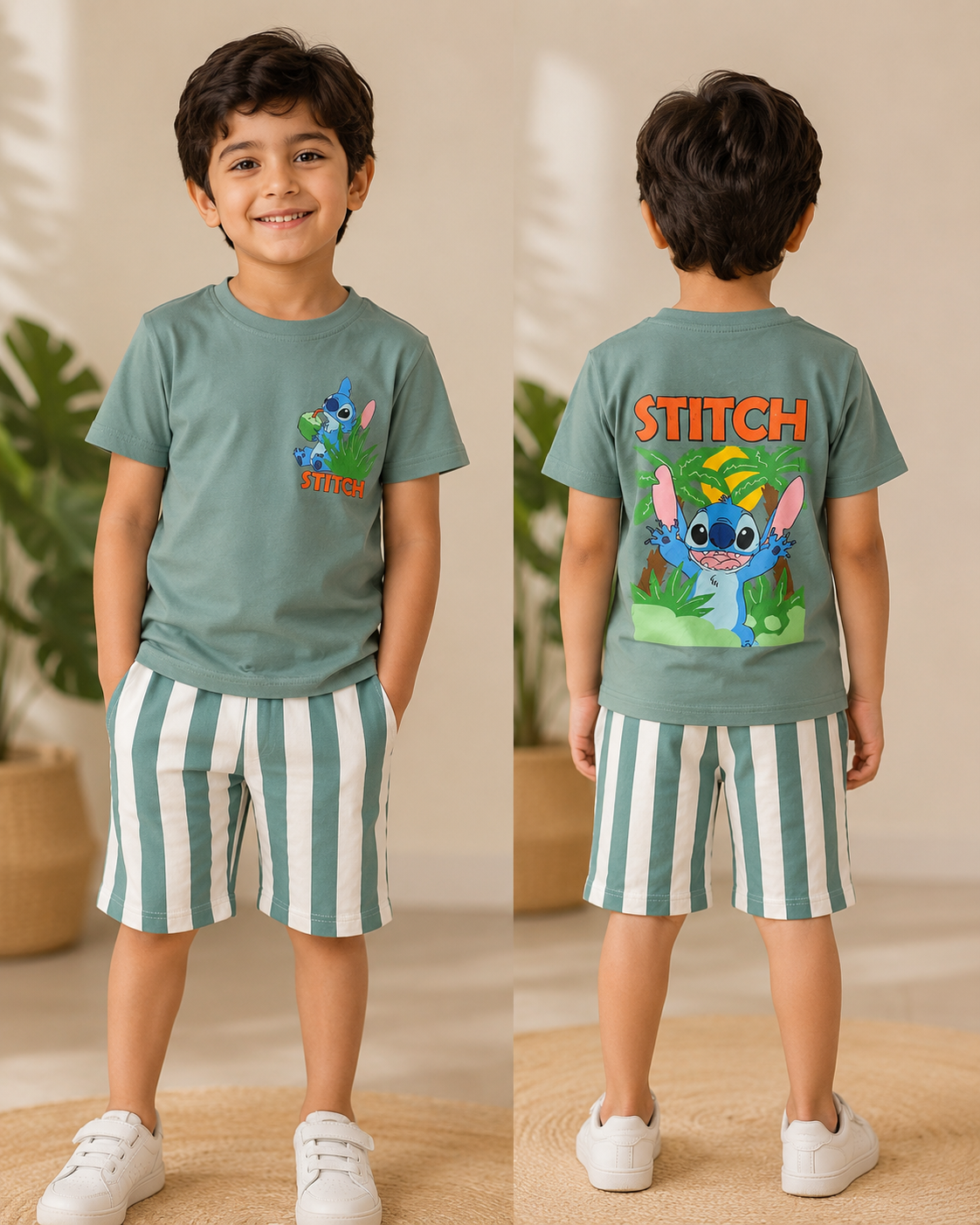 Stitch Mint Cotton Boys Set