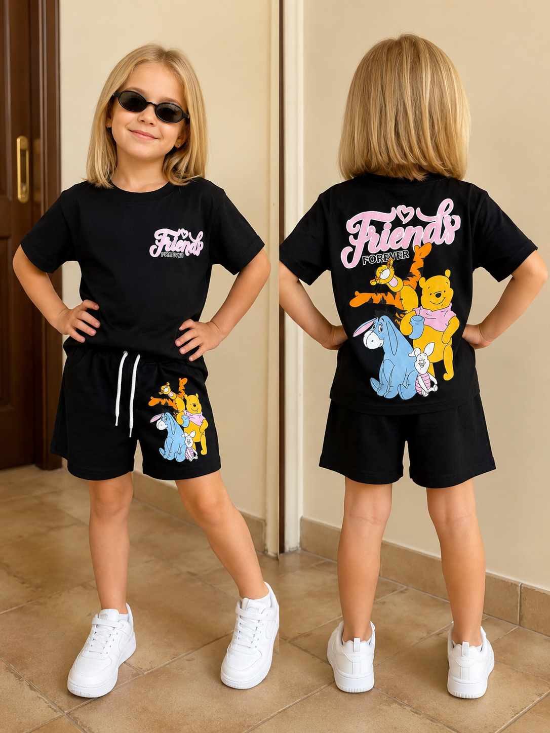 Girls Cotton Winnie-the-Pooh Print Set