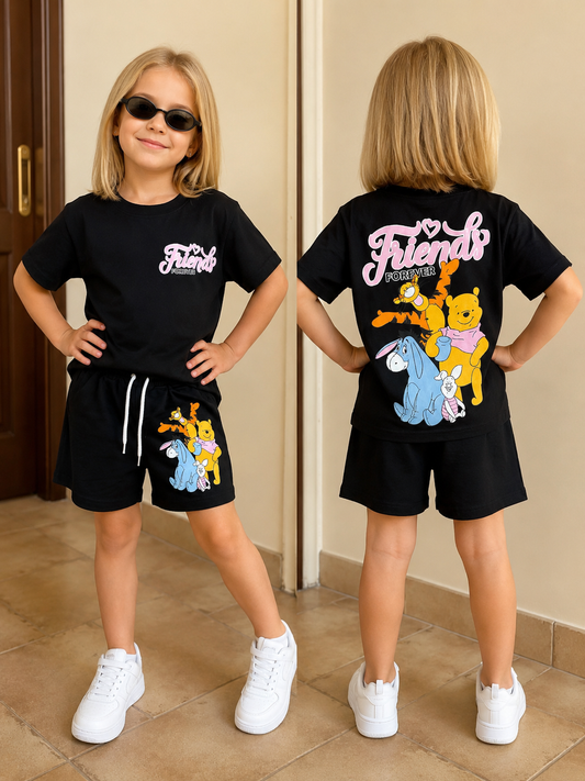 Girls Cotton Winnie-the-Pooh Print Set