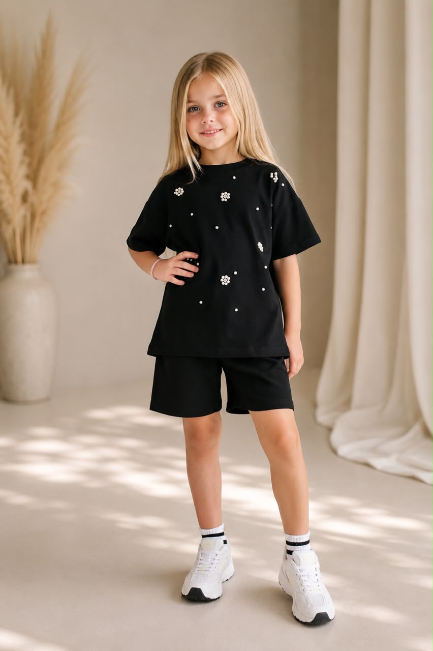 Girls Cotton Black Set