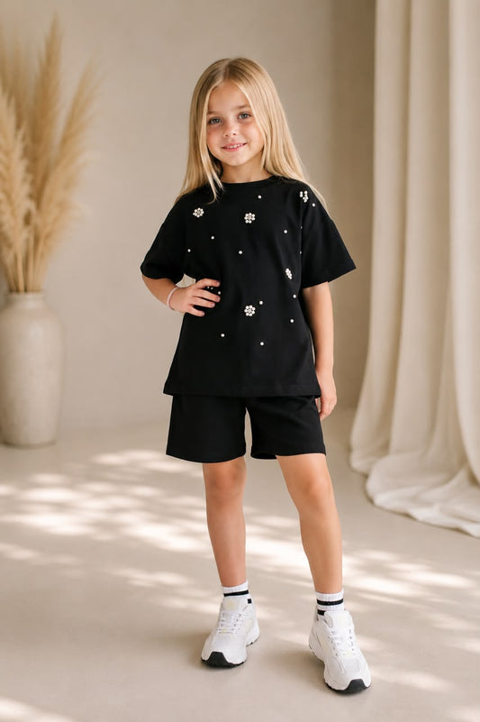 Girls Cotton Black Set