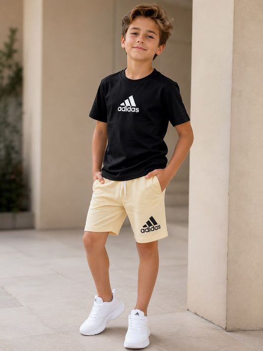 Boys “Adidas Print” Black Cotton Set