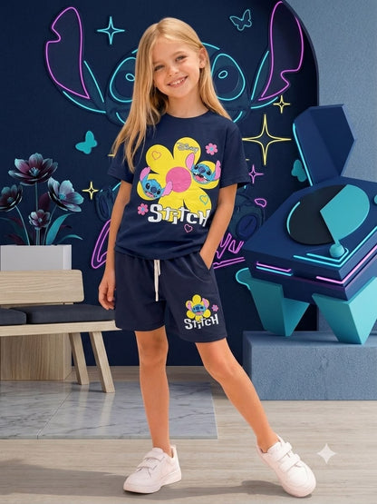 Girls Cotton Shorts Set “Stitch Y”
