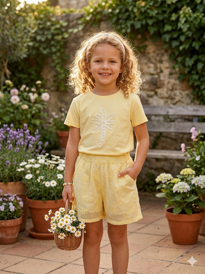 Girls Yellow Embroidered Set
