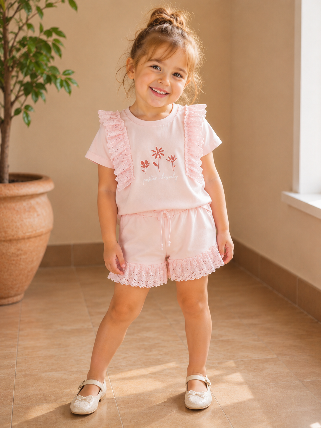 Blush Bloom Frill Girls Cotton Set