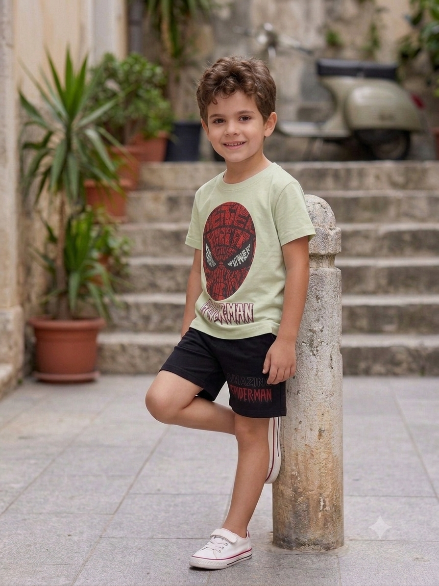Spiderman Boys Set - Pastel Green