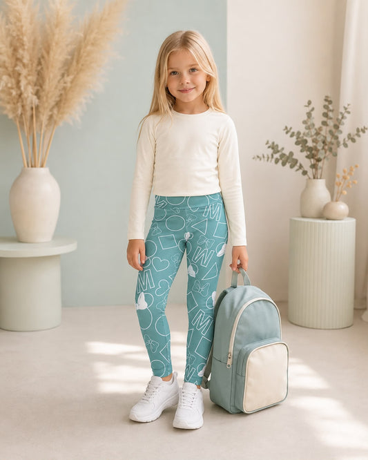 Girls Minnie Print - Teal Leggings