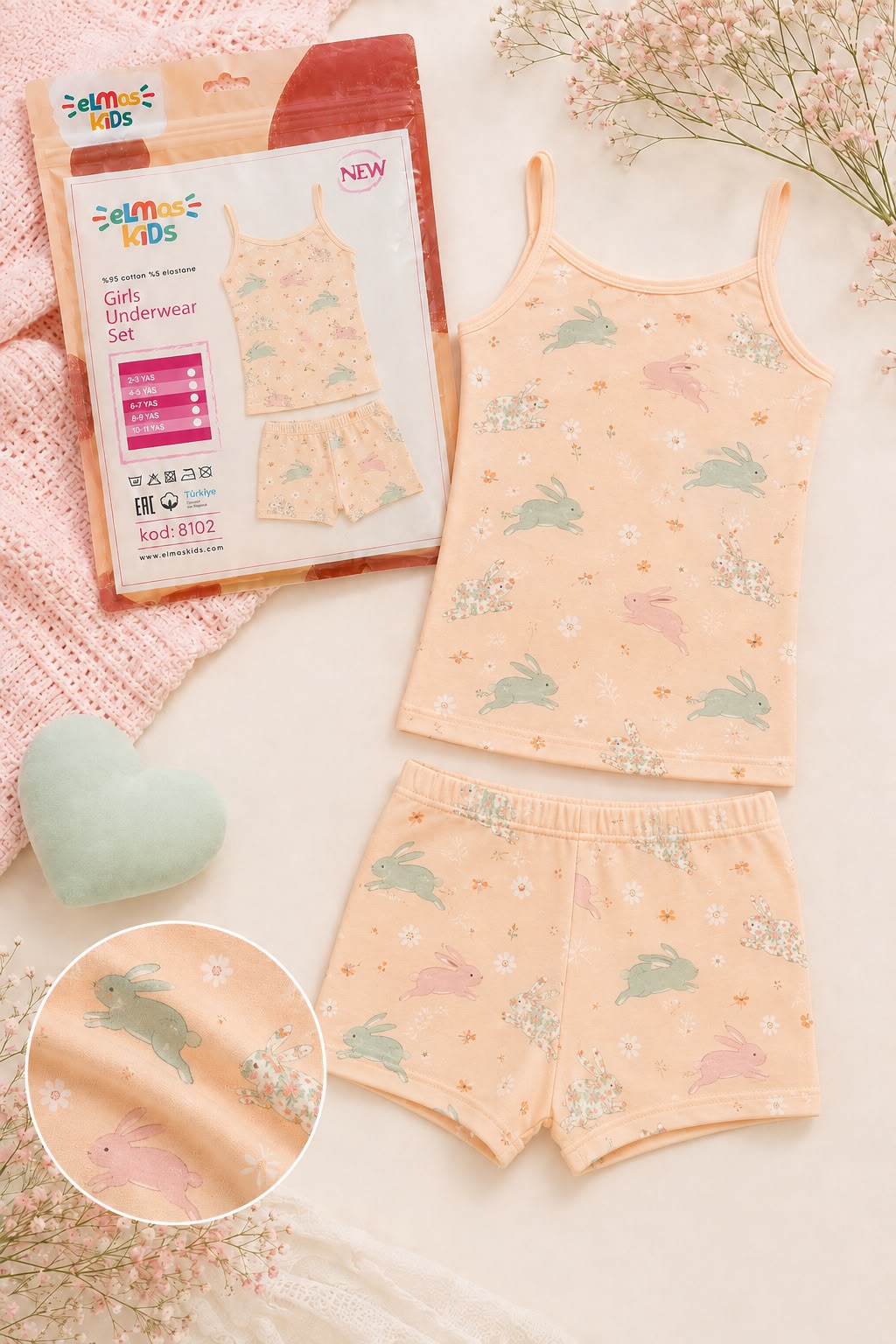 Girls Cotton Underwear Set - Warm Peach