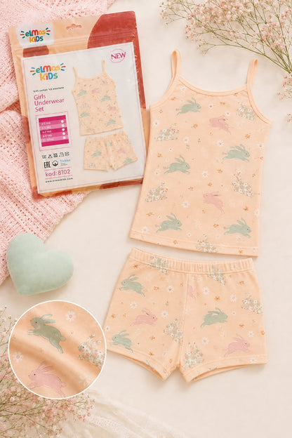 Girls Cotton Underwear Set - Warm Peach