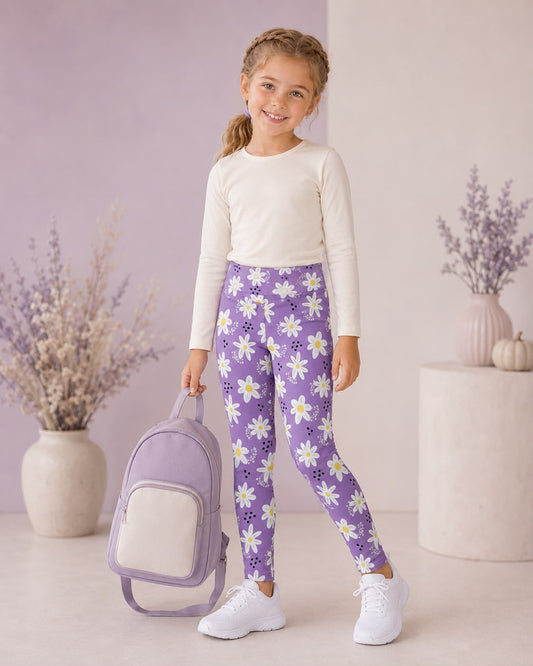 Girls Daisy Lavender Leggings