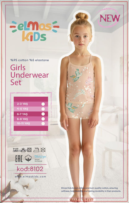 Girls Cotton Underwear Set - Warm Peach