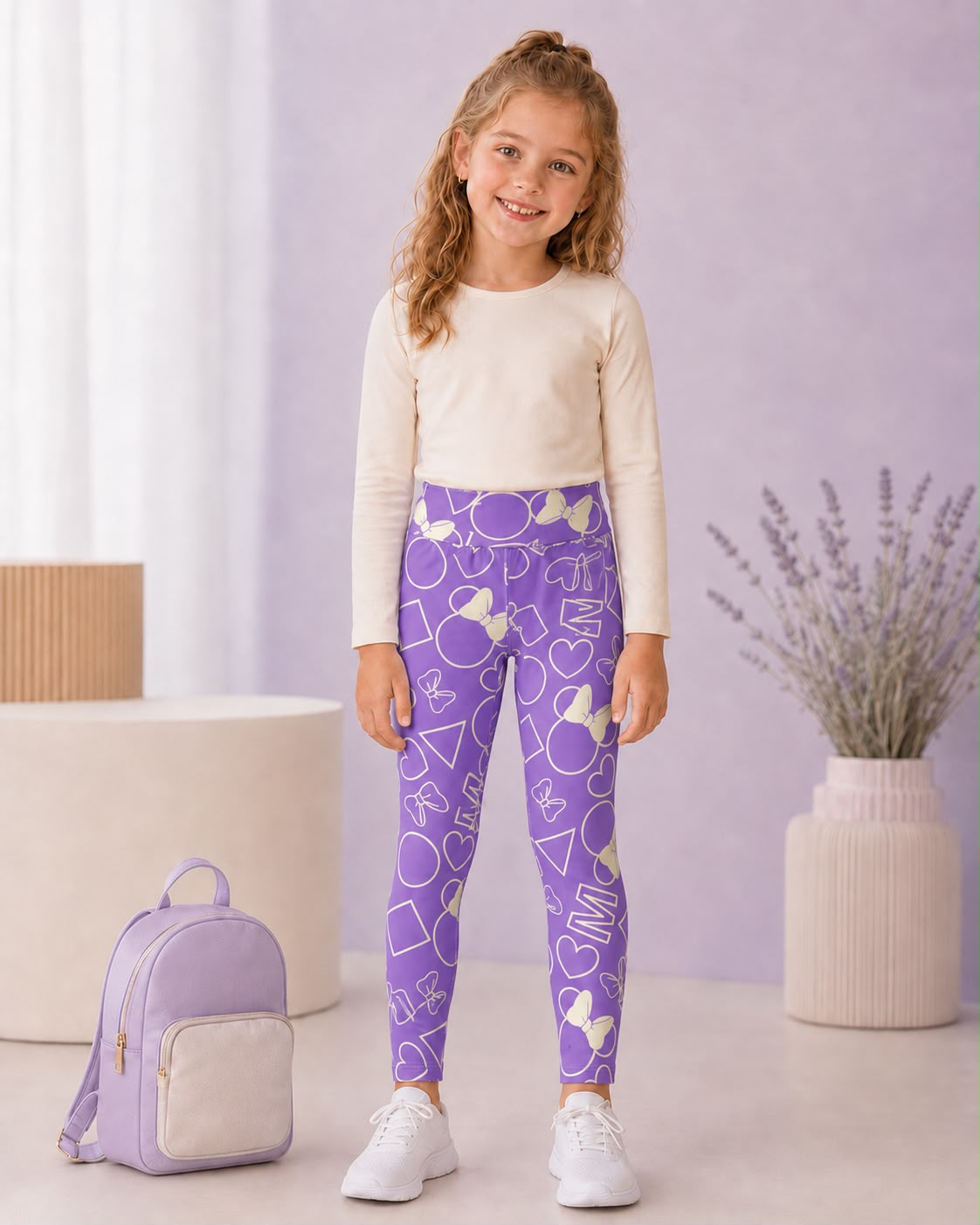 Girls Leggings - Ribbed lavender