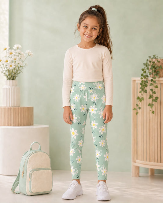 Girls Daisy Rib Leggings