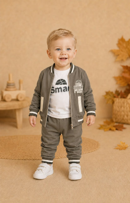 Autumn Cotton Blend Boys 3-Pcs Set | Green