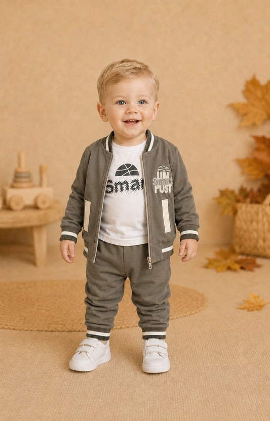 Autumn Cotton Blend Boys 3-Pcs Set | Green