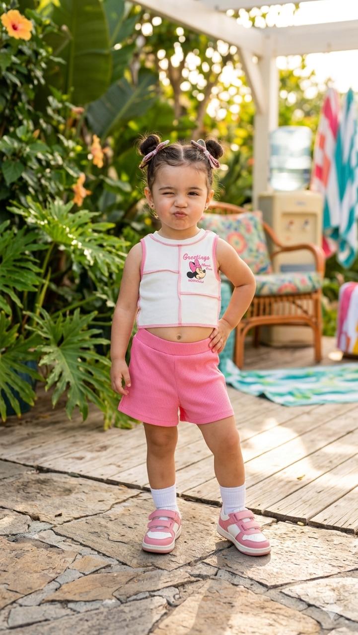 Girls Minnie Mouse Crop Tank & Shorts Set