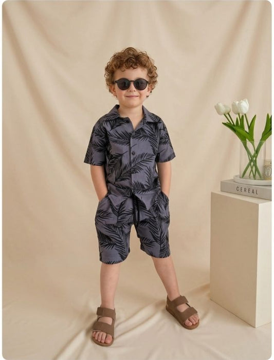 Kids Tropical Print Shirt & Shorts Set| 2 Colors|