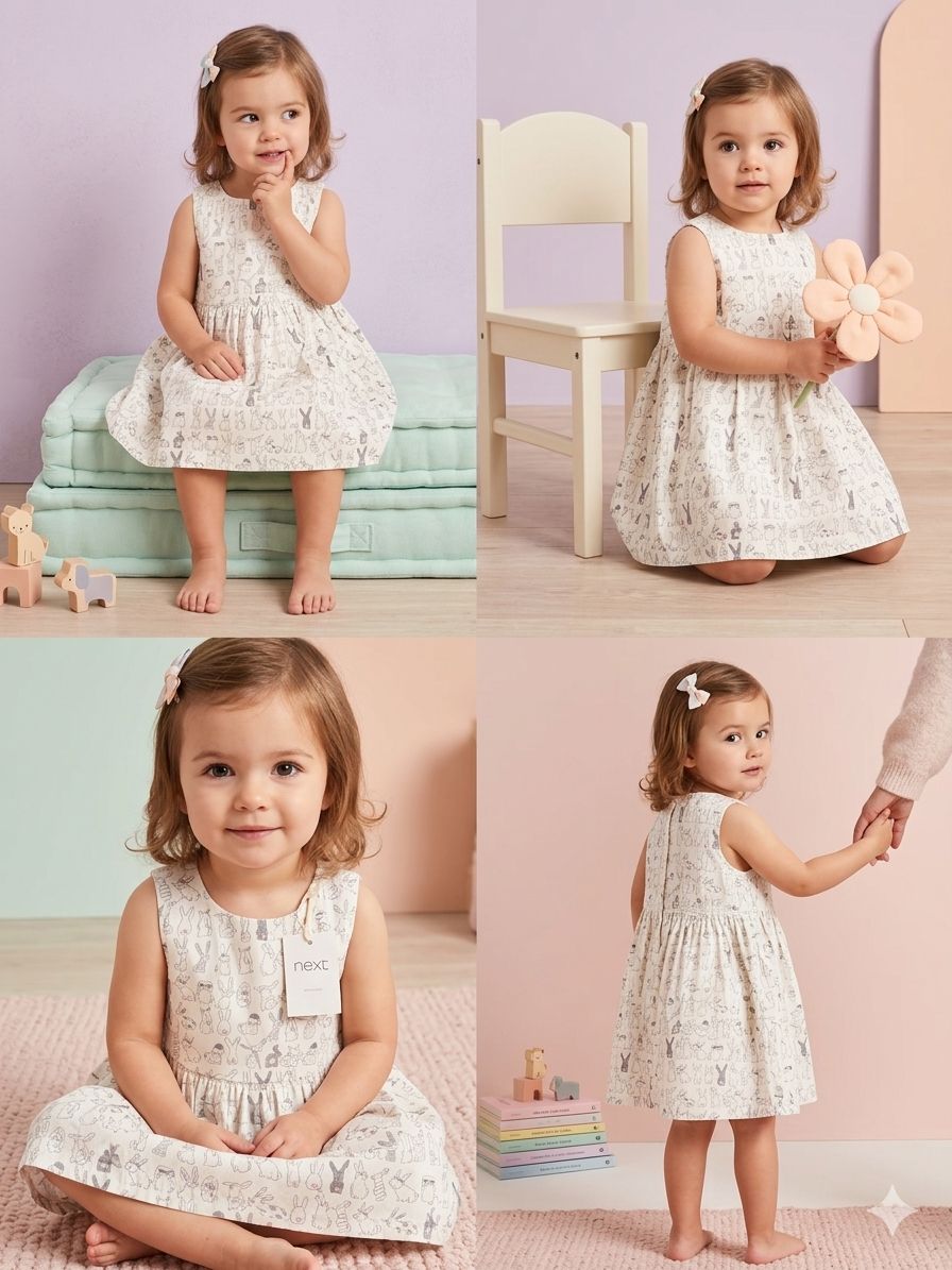 Girls Bunny Print Dress