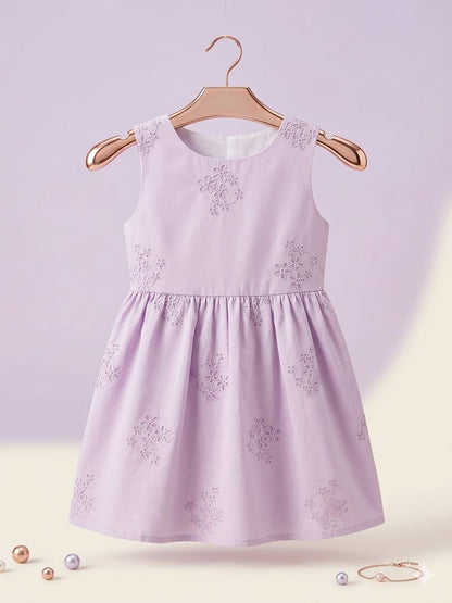 Lilac Lavender Embroidered Bow Dress