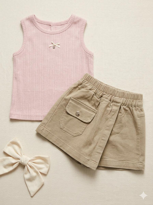 Girls Bow-Back Set – Top & Shorts