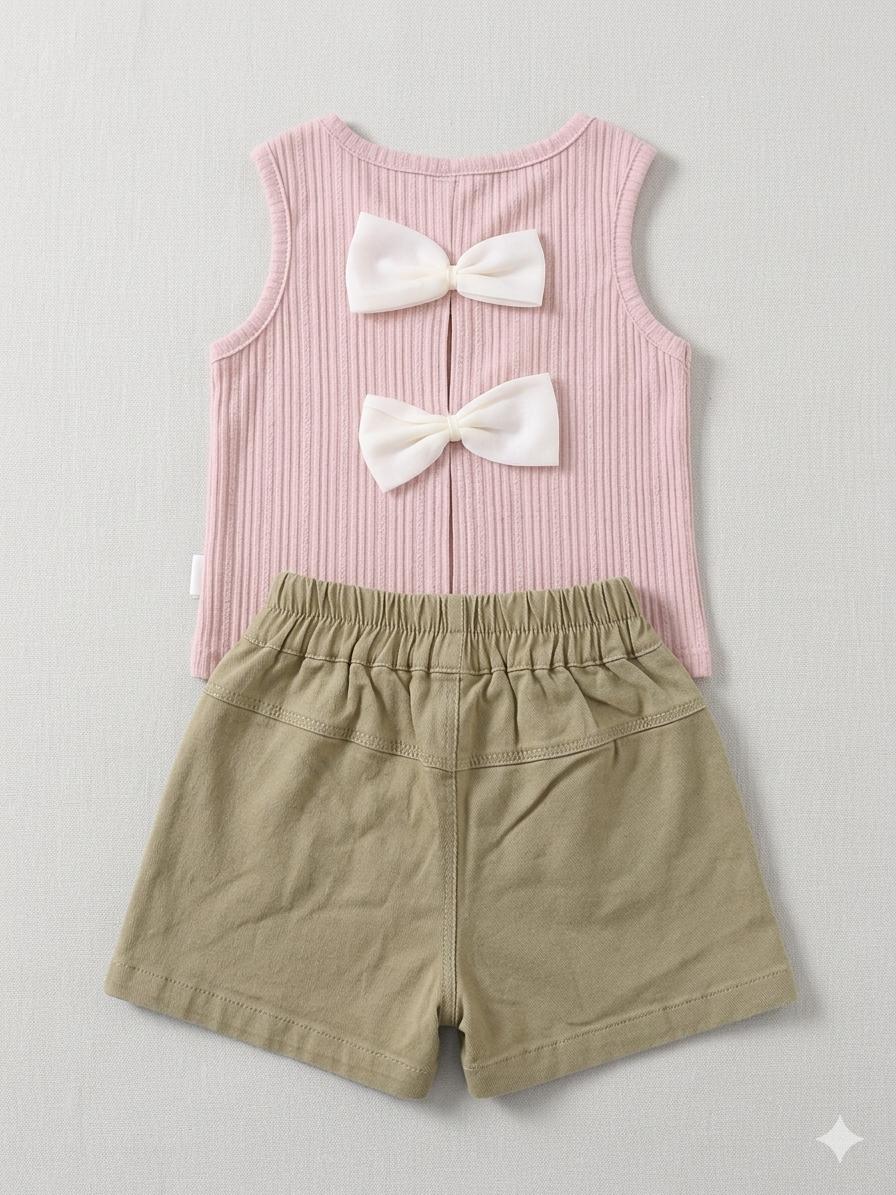 Girls Bow-Back Set – Top & Shorts