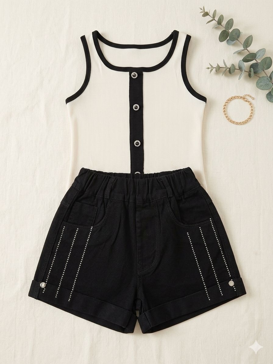 Girls Black & Crystal Set