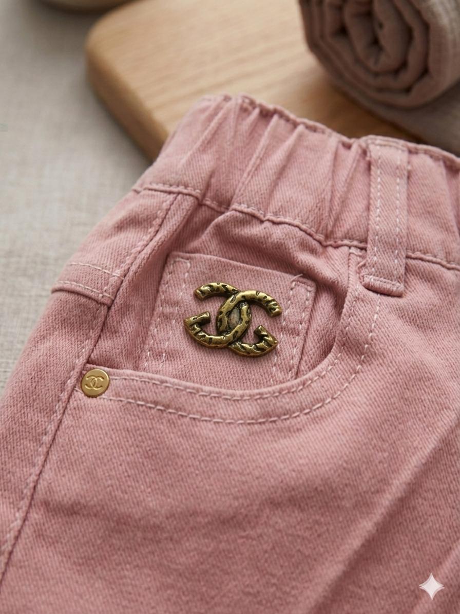 Girls Pink Denim Shorts